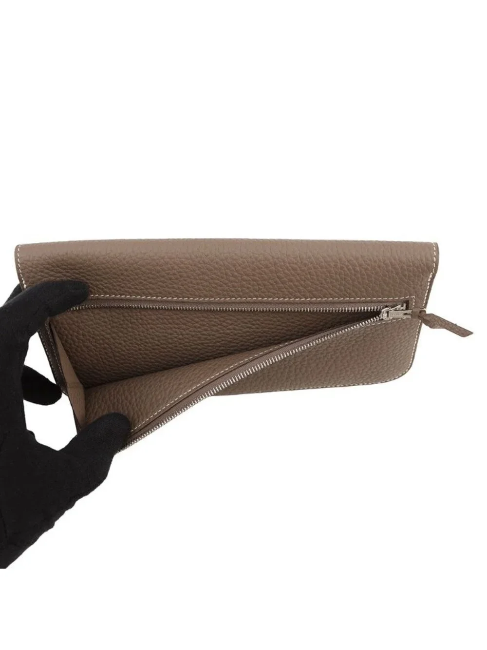 Hermes Wallet Dogon Long Etoupe Silver Togo